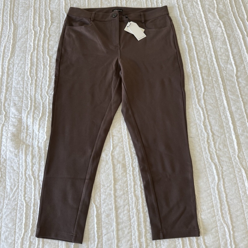 Brown Straight Leg Pants Stretch Women 34x27 Literary chic Normcore
